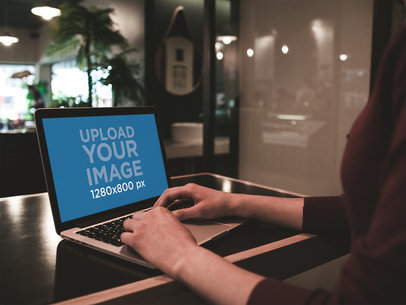 Woman Working with her MacBook Pro Mockup