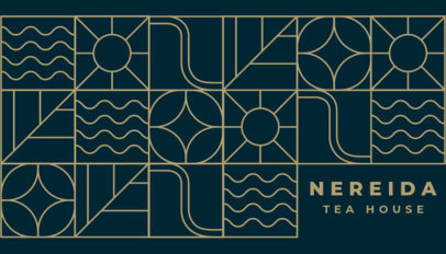 Tea House Front Business Card Design Featuring Geometrical Figures 5282