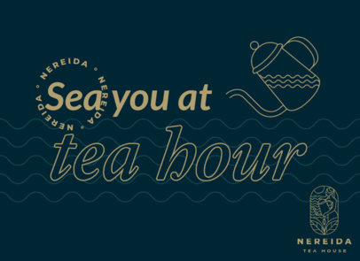 Tea House-Themed Greeting Card Design Maker Featuring a Message 5282