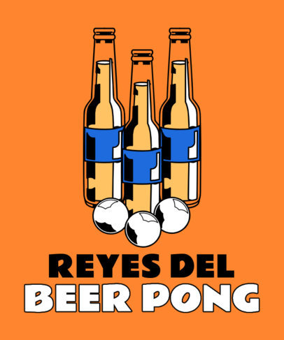 Illustrated T-Shirt Design Creator Featuring Beer Bottles and Ping Pong Balls
