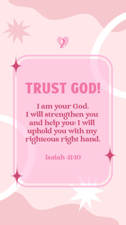 Instagram Story Maker Featuring a Religious Quote for Breast Cancer Patients
