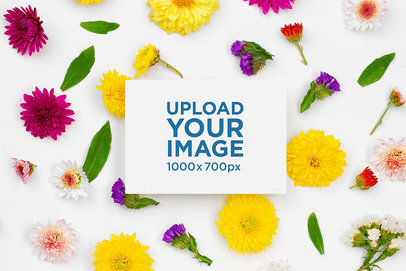 Mockup of a Wedding Program Placed on a Flowery Background