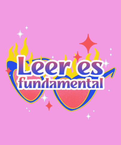 T-Shirt Design Creator with a Reading is Fundamental Quote and Illustrated Glasses 5275d