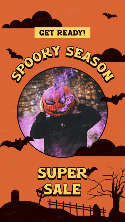 Instagram Story Maker Featuring Illustrated Halloween-Themed Backgrounds