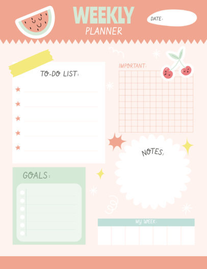 Notebook Planner Template Featuring Smiling Face Stickers