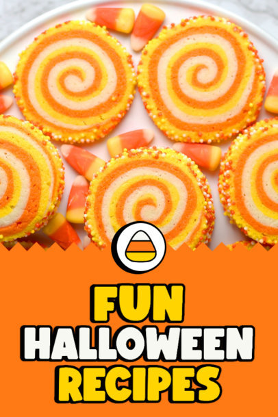 Pinterest Pin Template for Fun Halloween Recipes With a Candy Corn Icon