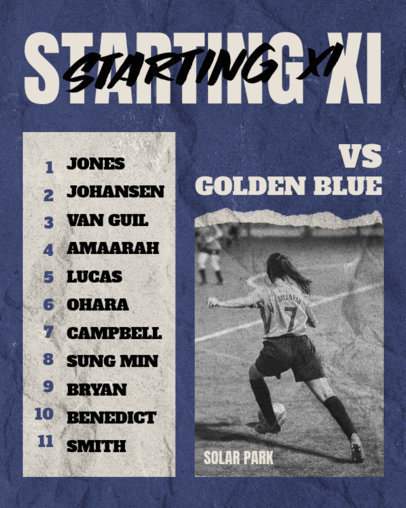 Twitter Post Maker Featuring a List of Players for a Soccer Game