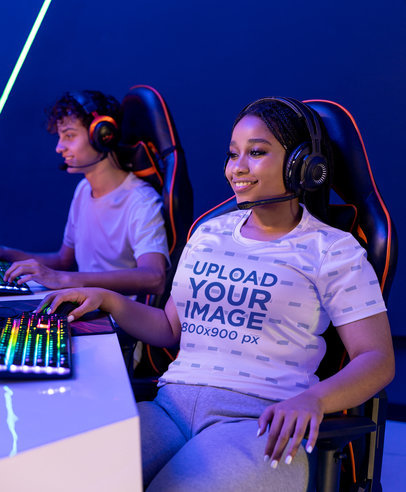 Mockup of a Gamer With a Jersey Playing Video Games