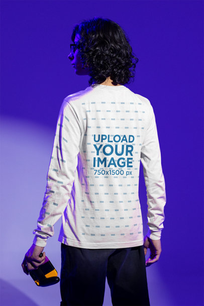 Back View Mockup of a Gamer Holding a Video Game Controller