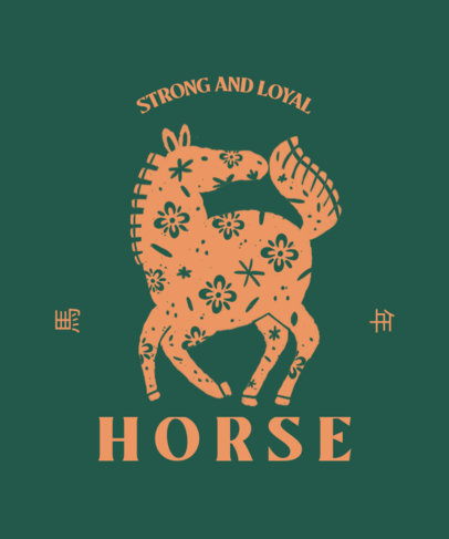 T-Shirt Design Template With Chinese Zodiac Illustrations