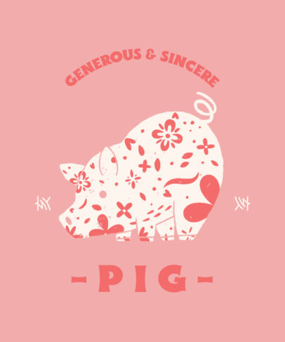 Chinese Zodiac-Themed T-Shirt Design Template Featuring a Pig Clipart 3645k