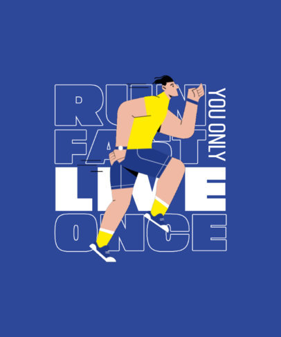 T-Shirt Design Template With an Illustration of a Man Running and a Large Motivational Quote