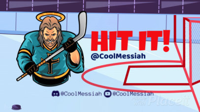 Illustrated Twitch Screen Video Maker Featuring an Animated Jesus Playing Hockey
