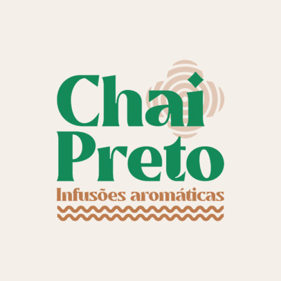 Logo Template for a Tea Shop Business Featuring Simple Graphics