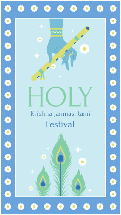 Illustrated Instagram Story Template for a Traditional Janmashtami Festival 4756h-4777