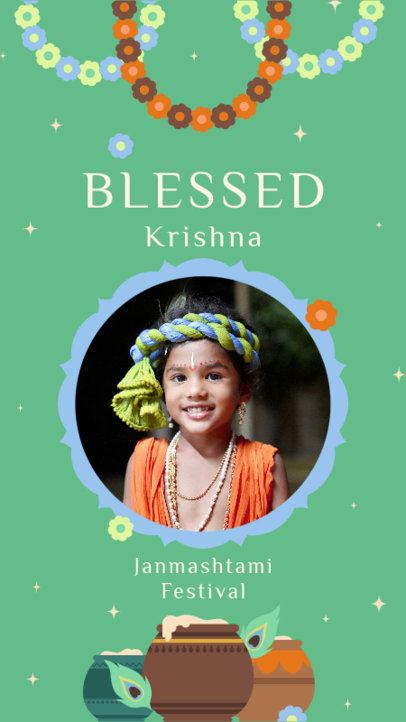 Instagram Story Maker for a Janmashtami Festival with Flower Graphics 4447j-4777