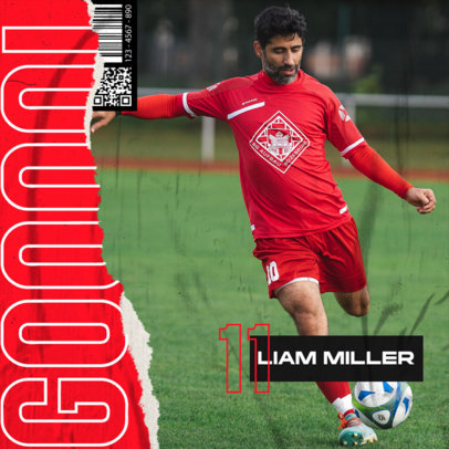 Twitter Post Template Featuring a Goal Update in a Live Streamed Soccer Game