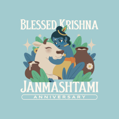 Janmashtami-Themed Instagram Post Maker with an Illustrated Lord Krishna 4519l 4777