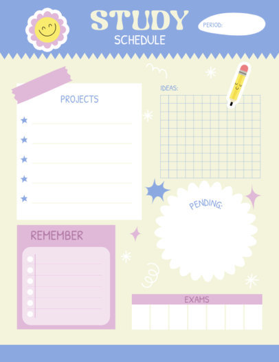 Study Planner Design Creator Featuring Cartoonish Stickers