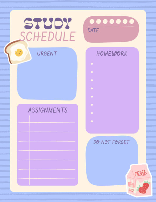 Placeit - Study Planner Maker Featuring Fun Stickers and a Homework List