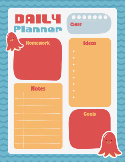 Daily Planner Design Template with a Colorful Layout and Fun Stickers