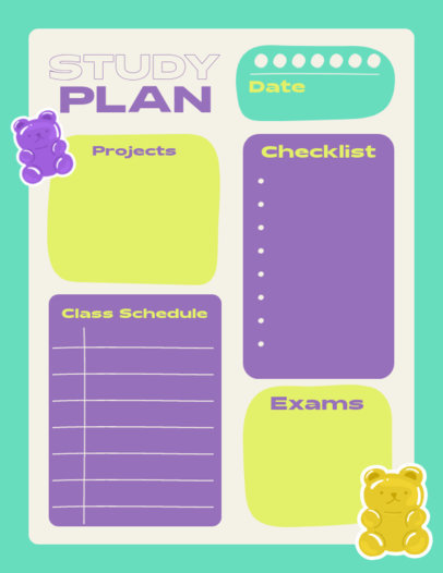 Planner Pad Template for Students Featuring Gummy Bear Stickers