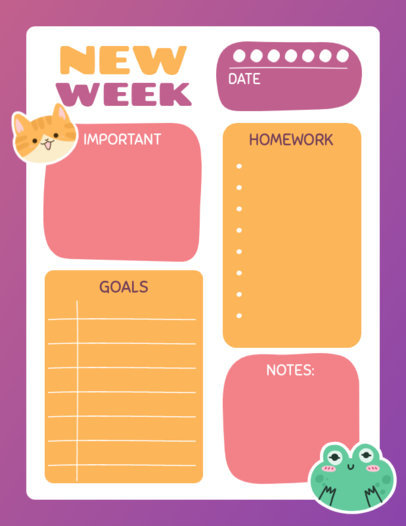 Weekly Planner Design Generator Featuring Cute Animal Stickers