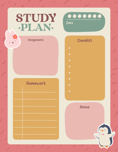 Study Planner Design Creator Featuring a Cute Penguin Sticker