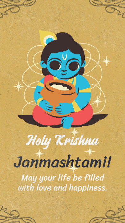 Instagram Story Creator for a Janmashtami Celebration with a Lord Krishna Illustration 4498i 4777