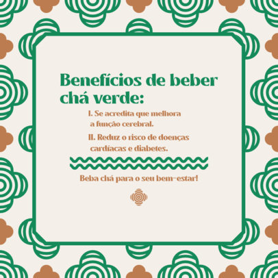 Colorful Instagram Post Template Featuring Green Tea Facts
