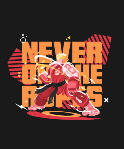 T-Shirt Design Maker With an Illustration of a Muscular Martial Arts Fighter and a Motivational Quote