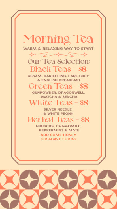 Tea Shop-Themed Menu Generator for Instagram Stories With a Colorful Layout