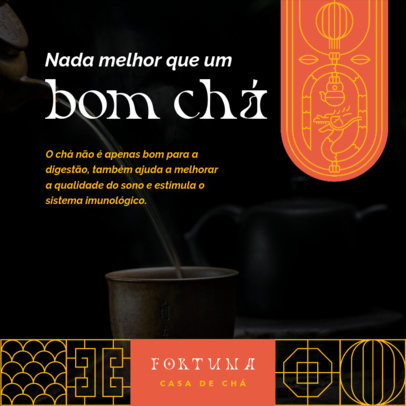 Instagram Post Generator Featuring Tea Facts and a Dragon Graphic 