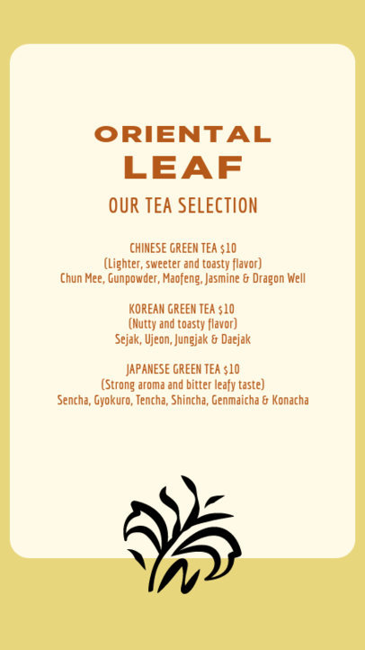 Menu Creator for Instagram Stories Featuring a Tea House Theme