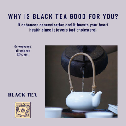 Informative Instagram Post Generator Featuring a Tea Fact and a Special Offer