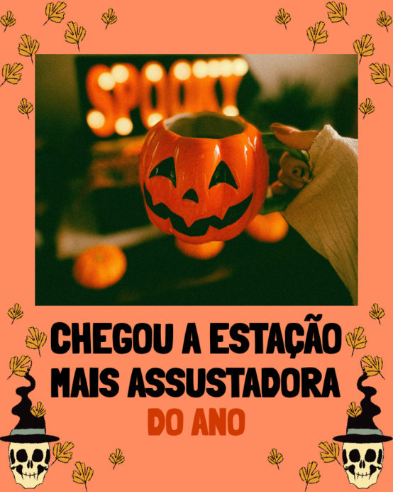 Spooky Instagram Post Template With a Halloween Theme Featuring Skull Illustrations