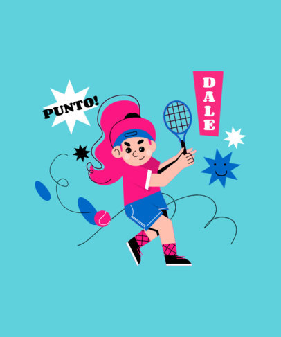 T-Shirt Design Generator With a Flat Illustration of a Sportswoman Tennis Cartoon