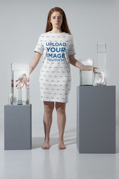 Mockup of a Woman With a T-Shirt Dress 
