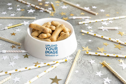 Mockup of a Dog Bowl with Treats m27729 r-el2