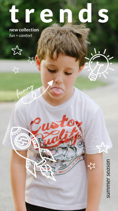 Instagram Story Template for a Trendy Children's Clothing Brand Featuring Cute Doodles 5434 el1