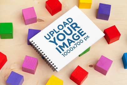 Mockup of a Horizontal Notebook Featuring Color Blocks