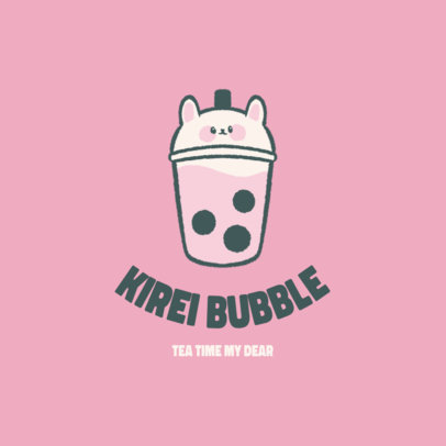 Bubble Tea Bar Logo Maker Featuring a Kawaii Illustration