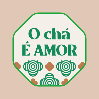 Sticker Design Template Featuring a Tea-Themed Quote 