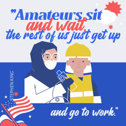 Illustrated Instagram Post Template Featuring a Quote for Labor Day 2463j-4742