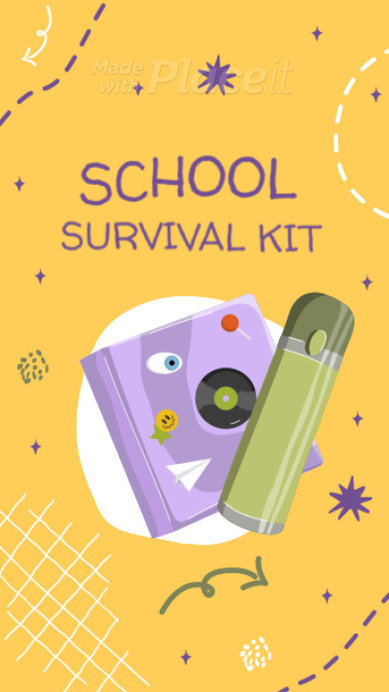 Illustrated Instagram Story Video Maker Featuring a Back-To-School Theme and Animated Doodles