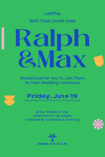 Invitation Card Maker for a Wedding Celebration With Colorful Shape Graphics 4469h-4803