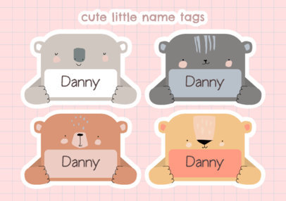 Illustrated Name Tag Generator Featuring Cute Animal Graphics