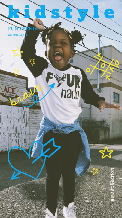 Instagram Story Template for a Children's Clothing Brand Featuring Colorful Doodles 5434a-el1