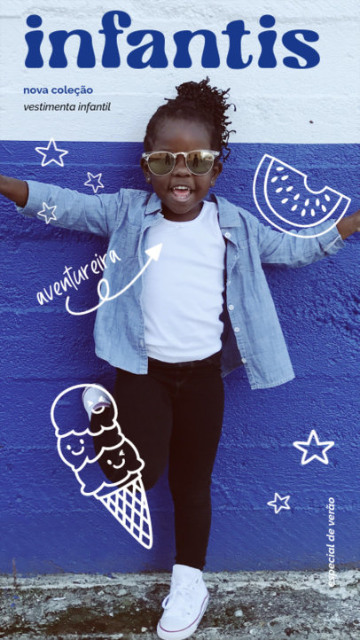 Instagram Story Design Template for Kids Clothing Featuring Summer Doodles 5434f-el1