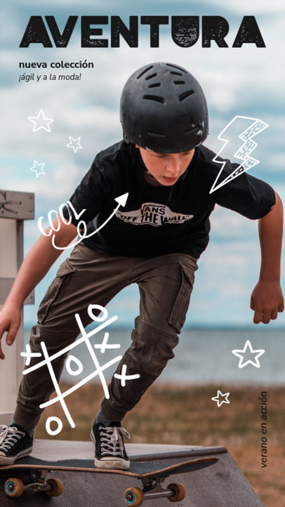 Instagram Story Template for a Sporty Kids Clothing Brand Featuring Fun Doodles 5434e-el1